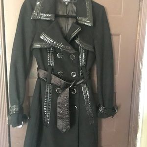 Bebe trench coat, with patent leather accents!